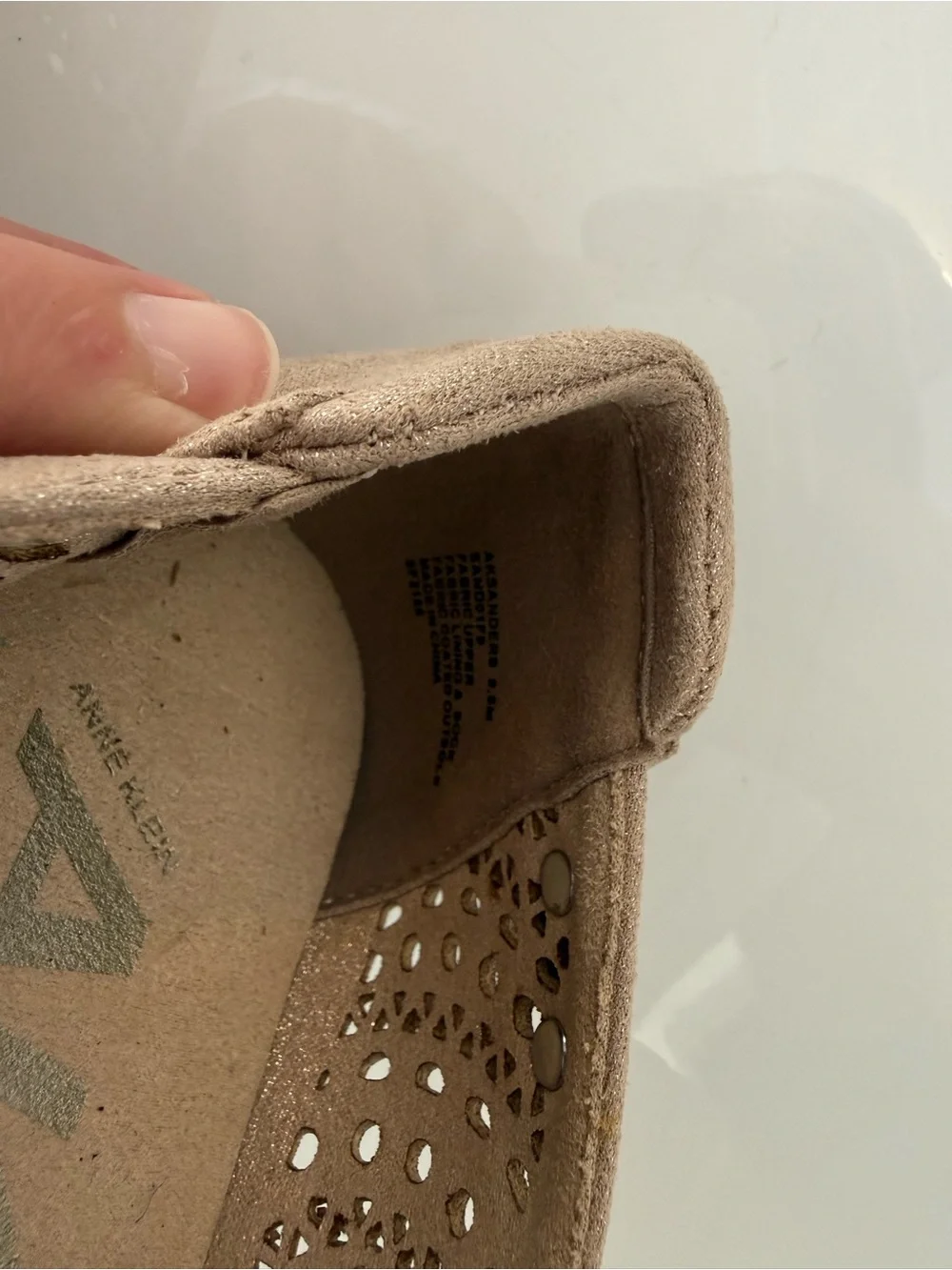 Anne Klein Women's Perforated Elastic-Band Flats in Taupe